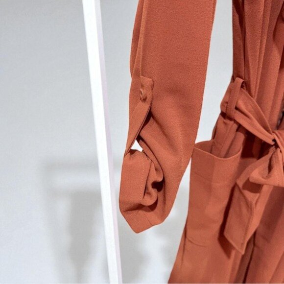 NWT J.ING Jing Brick Red Lightweight Wrap Coat with Tie - Picture 4 of 7